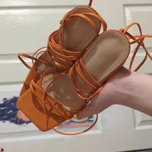 Orange lace up heel size 39